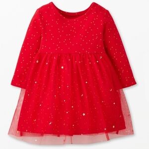 NEW w/o tags Hanna Andersson Baby Tulle Red Gold Dress Stars Moons Polka Dots